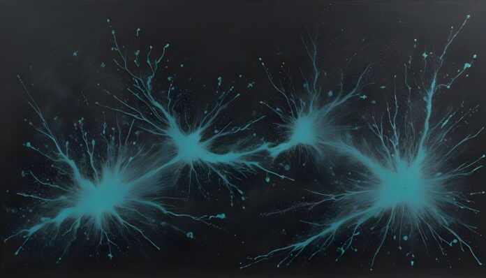 Glowing blue energy bursts on a dark background.